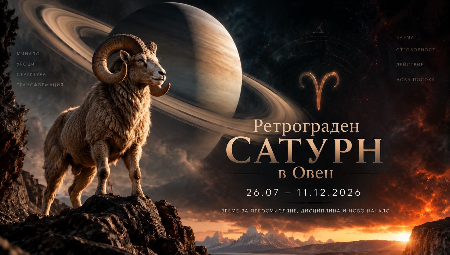 Ретрограден Сатурн в Овен (26 юли – 11 декември 2026): Изпитанието, което изгражда характера